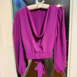 Chic Magenta Women's Blouse with Tie Detail